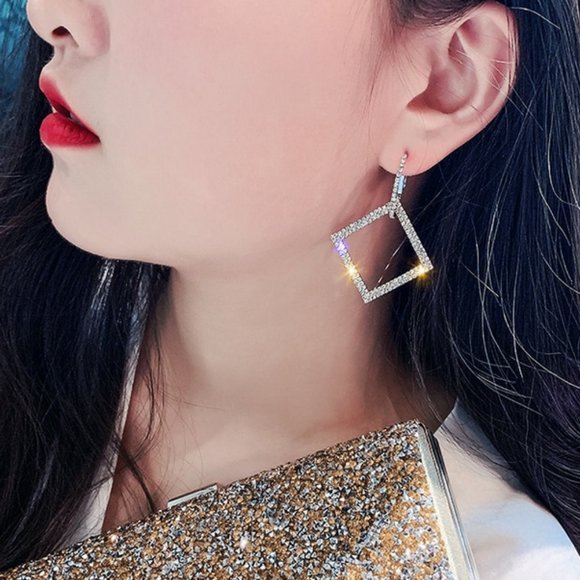 Jewelry - Rhinestone Geometric Drop Earrings